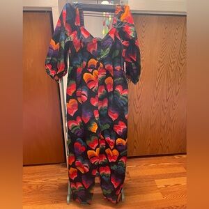 Rare rainbow heart Farm Rio Brazil jumpsuit/romper